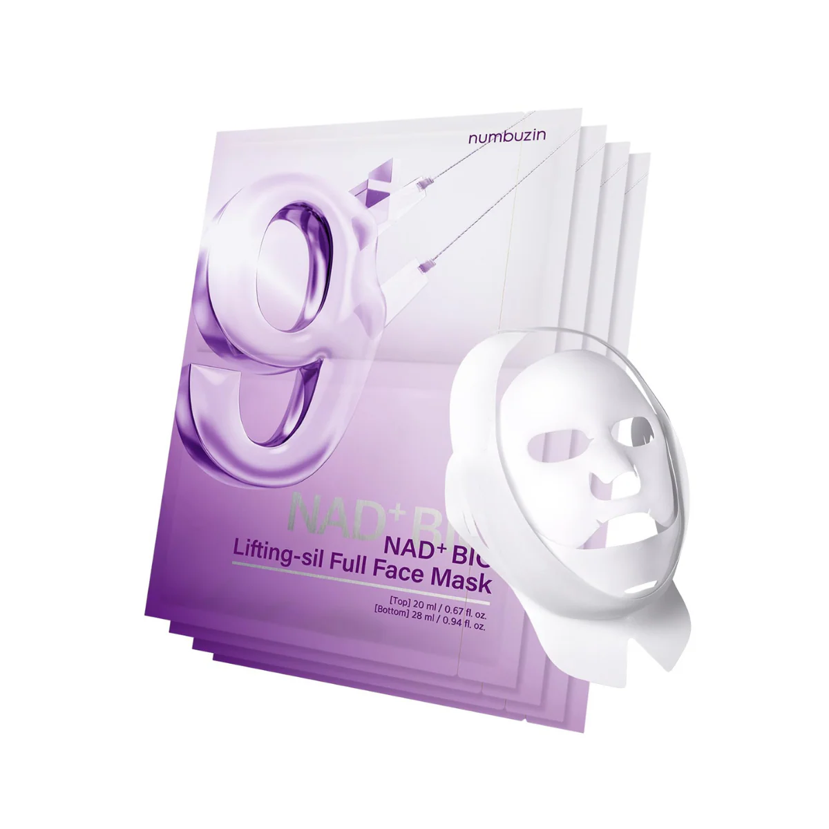 No.9 NAD Bio Lifting Full Cover Facial Mask - 1 Box of 4 Sheets